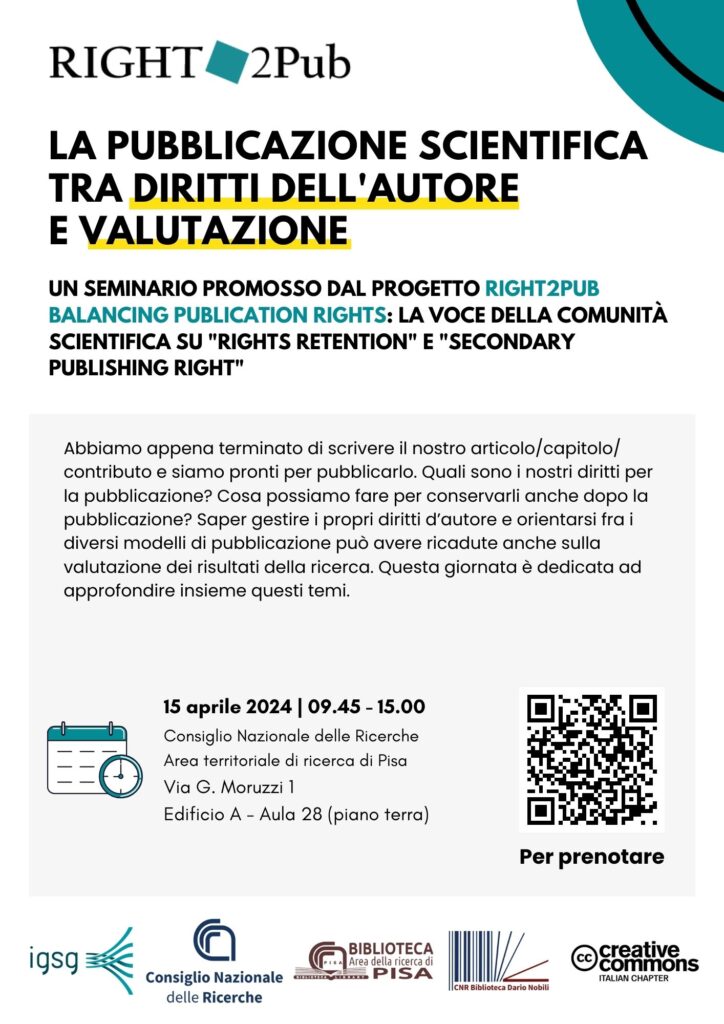 Due giornate di formazione su diritti dell’autore e valutazione a Pisa e a Bologna
