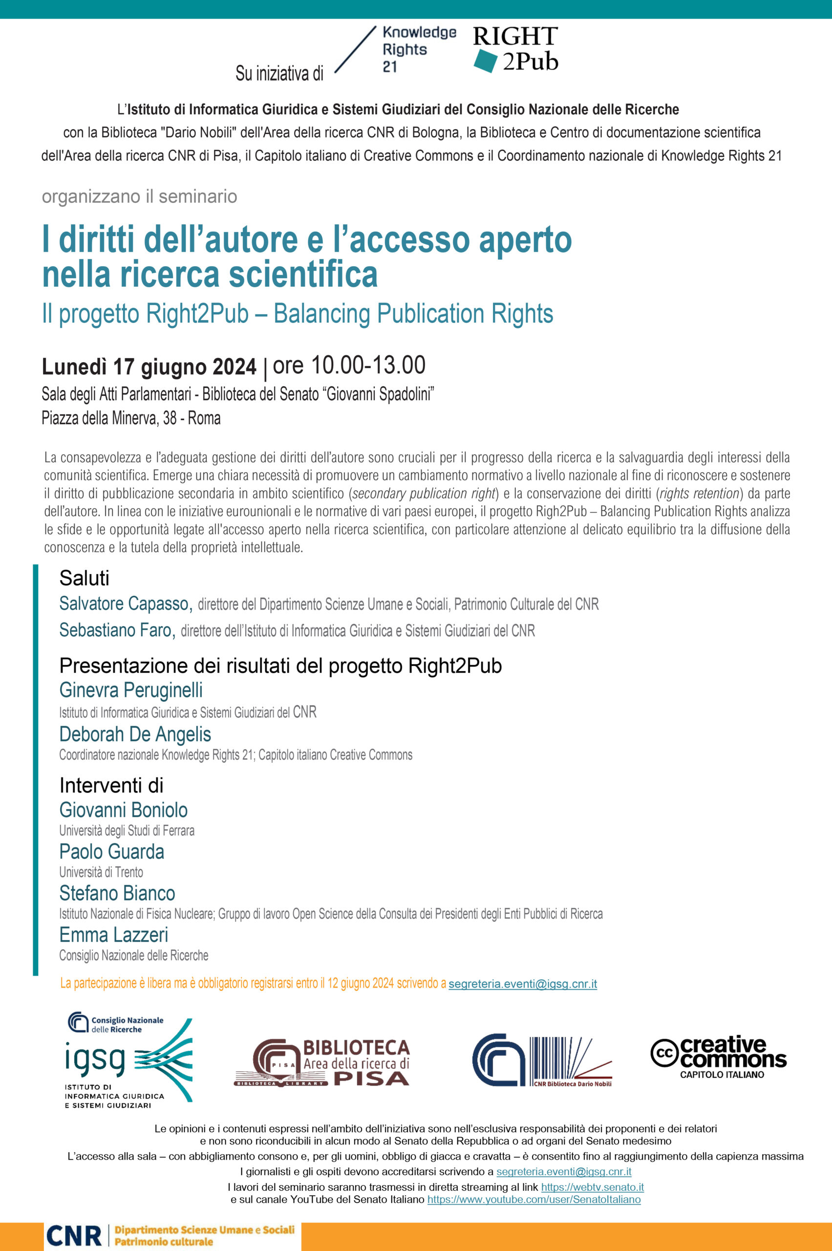 Invito al seminario conclusivo del progetto Right2Pub